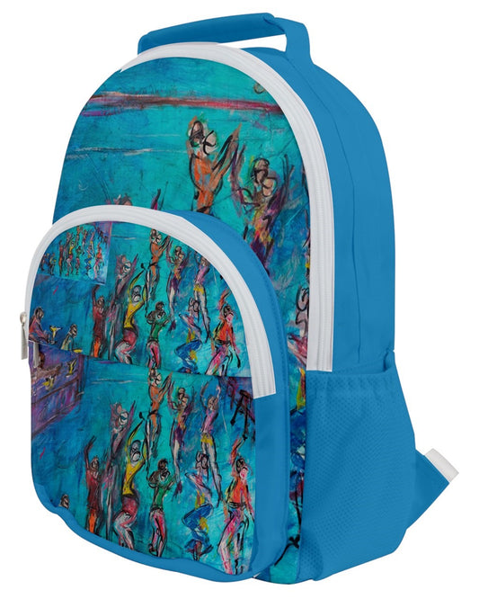This  bag  features vibrant original art by Leeorah, showcasing a kaleidoscope of colors and intricate designs, perfect for adding a pop of creativity to your everyday carry. Front view
