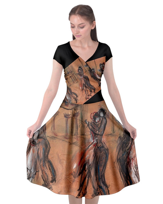 A dress with a vibrant, original art print by Leeorah, designed to flatter all sizes. The dress features a relaxed silhouette and soft fabric, promising comfort and style for any occasion. Front view